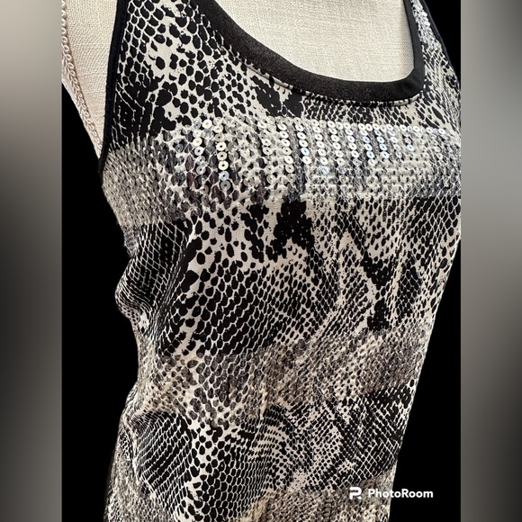 Express s/p snake print sequin tank top like new python shiny scales - Picture 3 of 9